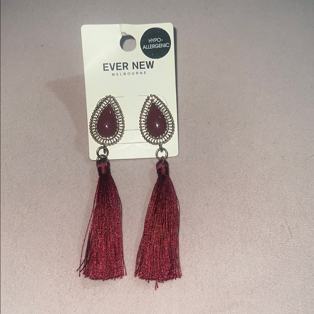 Ever New Maroon Tassel Earrings